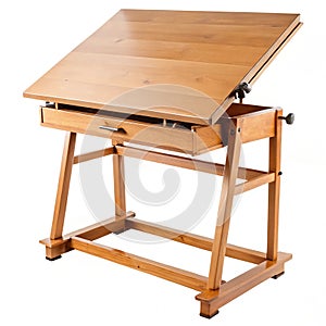 Wooden drafting table with adjustable tilt-top surface