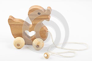 Wooden Duck Toy on Rope