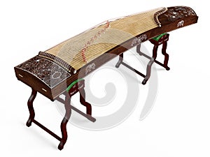 Wooden dulcimer traditional musical instrument. photo