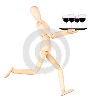 Wooden Dummy waiter with wine on tray