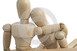 wooden dummy white background love relationship