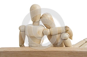 wooden dummy white background love relationship