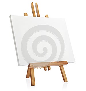 Wooden easel with blank canvas