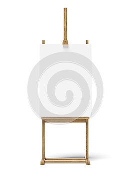 Wooden easel with blank canvas