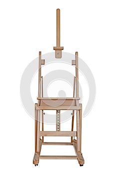 Wooden easel with blank canvas isolated