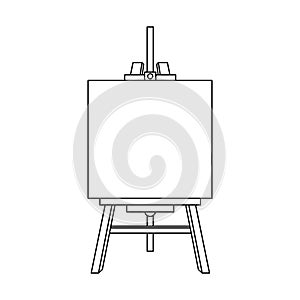 Wooden Easel with Blank Canvas Outline Icon Illustration on White Background