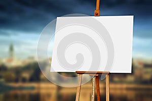 Wooden Easel with Blank Painting Canvas