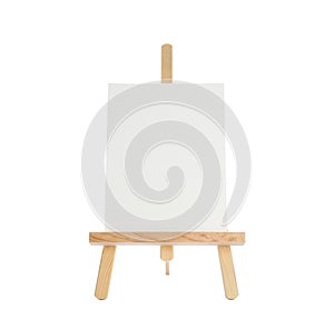 Wooden easel with blank sheet of paper