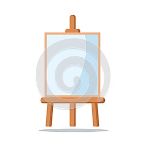 Wooden easel with canva blank copy space isolated on white background.  Design for your advertising and presentations.