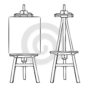 Wooden easel and canvas