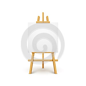Wooden easel canvas board isolated stand. Blank empty vector easel poster billboard