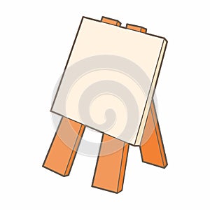 Wooden easel icon, cartoon style