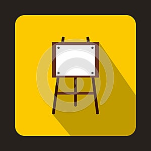 Wooden easel icon in flat style