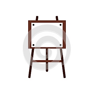 Wooden easel icon, flat style