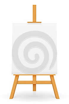 Wooden easel for painting and drawing with a blank sheet of paper template for design vector illustration