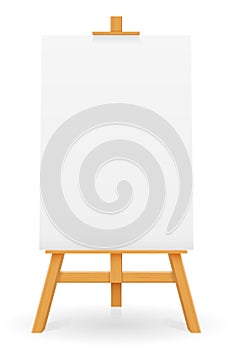 Wooden easel for painting and drawing with a blank sheet of paper template for design vector illustration