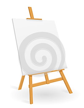 Wooden easel for painting and drawing with a blank sheet of paper template for design vector illustration