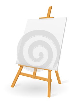 Wooden easel for painting and drawing with a blank sheet of paper template for design vector illustration