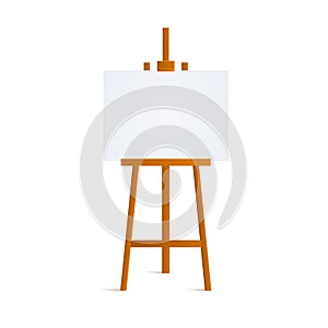 Wooden easel for painting Isolated on white background. Blank art board and wooden easel. Vector illustration