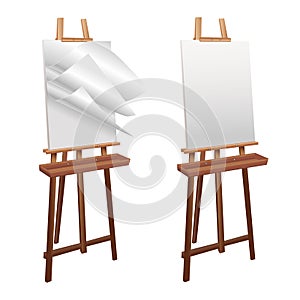 Wooden easel on a white background