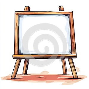Wooden easel with a white board on it