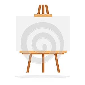 Wooden easel with whiteboard vector flat isolated