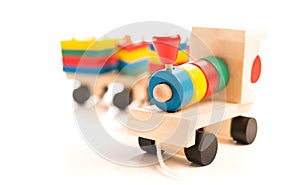 Wooden educational toys. colorful train