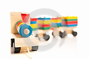 Wooden educational toys. colorful train