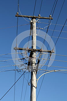 Wooden electric pylon