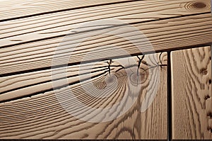 Wooden Elegance: Oak Plank Floating Centrally Against a Pure White Background with Graceful Shadows