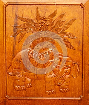 Wooden Elephant Door Jing An Temple Shanghai