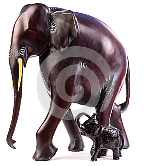 Wooden elephant figurine