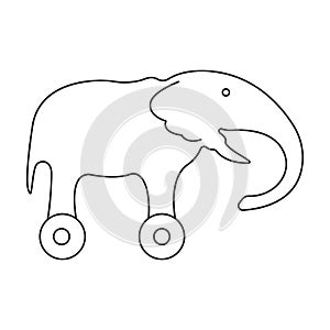 Wooden elephant vector icon.Outline vector icon isolated on white background wooden elephant.