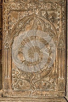 Wooden embossment of the mythical bird Phoenix