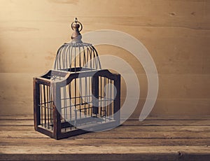 Wooden empty bird cage