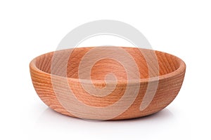 Wooden empty bowl isolated on white background