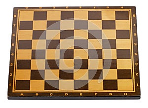 Wooden empty chessboard isolated