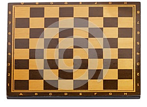 Wooden empty chessboard isolated