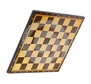 Wooden empty chessboard isolated