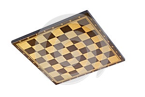 Wooden empty chessboard isolated