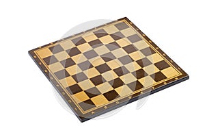 Wooden empty chessboard isolated