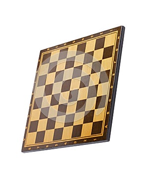 Wooden empty chessboard isolated