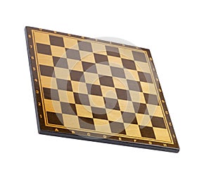 Wooden empty chessboard isolated