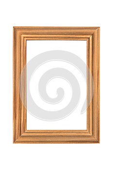 Wooden empty photo frame isolated on white