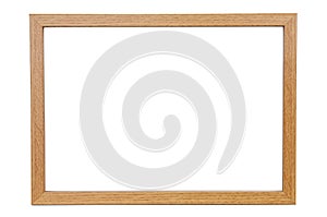 Wooden empty photo frame on white background