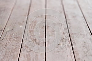 Wooden empty table. Brown wood texture. The texture of the boards in perspective
