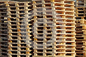 Wooden euro pallets on warehouse backyard