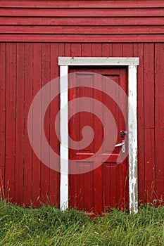 Wooden falun red building in Norway photo
