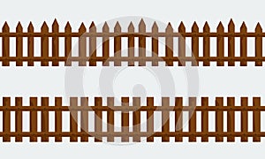 Wooden Farm Fence. Vector with flat and solid color