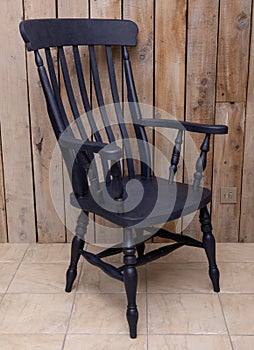 Wooden Farmhouse Grandfather Chair painted blue